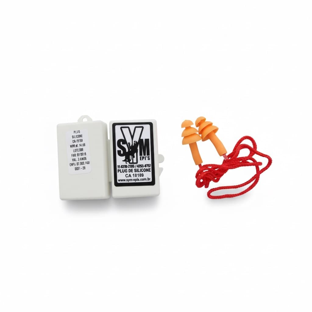 KIT 50 PROTETOR AURICULAR  PROTEÇÃO AUDITIVA PARA OUVIDO PLUG SILICONE COM CORDÃO CA 18189