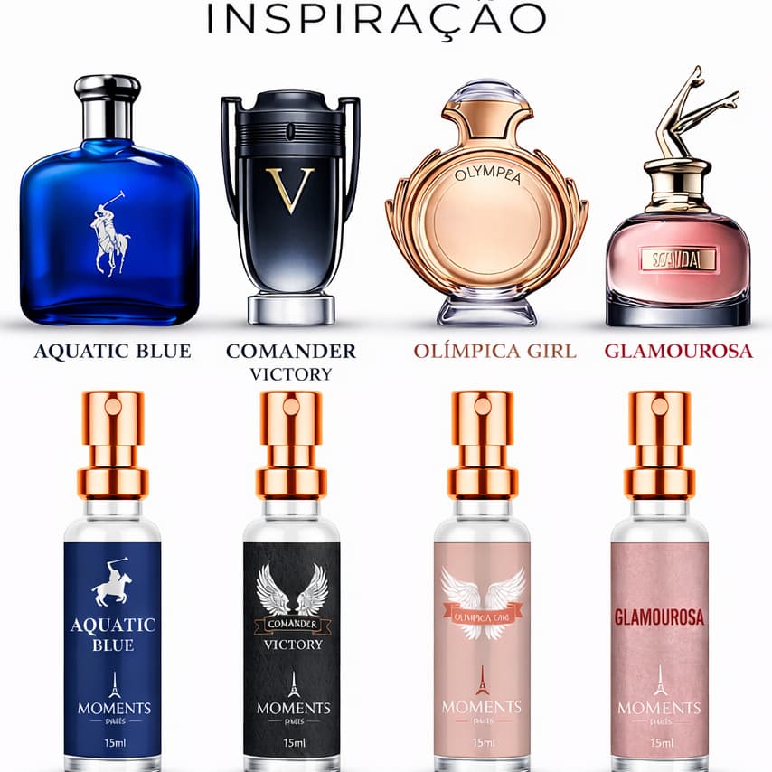 Perfume Importado Contratipo Eau de Parfum EDP Feminino Masculino Unissex 15ml Moments Paris