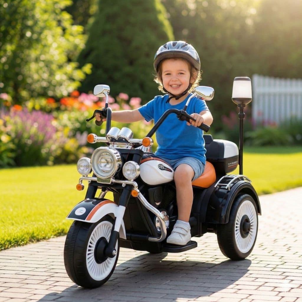 Moto Elétrica Infantil Chopper 12V Triciclo Três Rodas Estável Mini Motocicleta Cromada Aventura