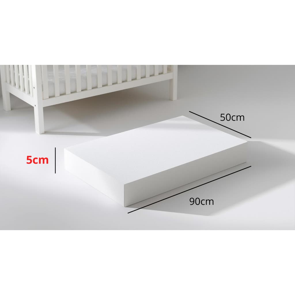 Espuma D18 Com Corte Sob Medida 90cm X 50cm X 5cm Para Colchão de Bebê Recém Nascido ou Chiqueirinho infantil.
