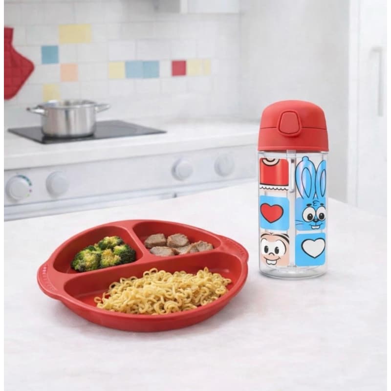 Kit Infantil Prato Divisória + Garrafa Squeeze Turma da Mônica Helsin – Alimentação com Diversão