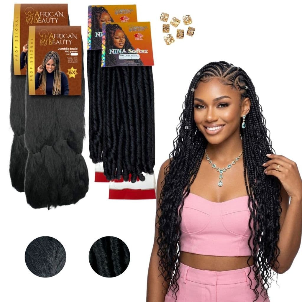 Kit Gypsy 2 Cabelo Jumbo 400 Gramas 2 Nina Softex African