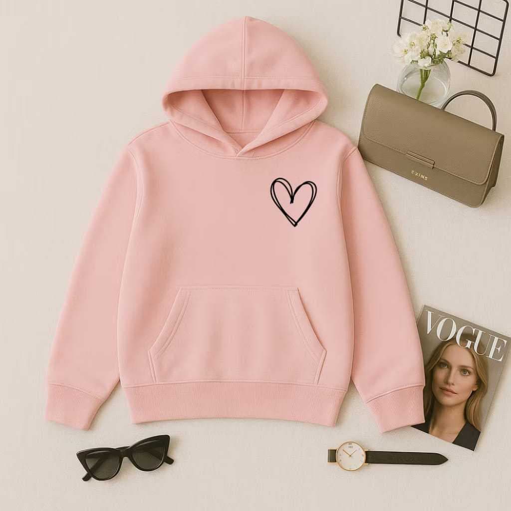 Moletom Canguru Feminino Coração no Peito Blusa De Frio Quentinha Bolso e Capuz Casaco