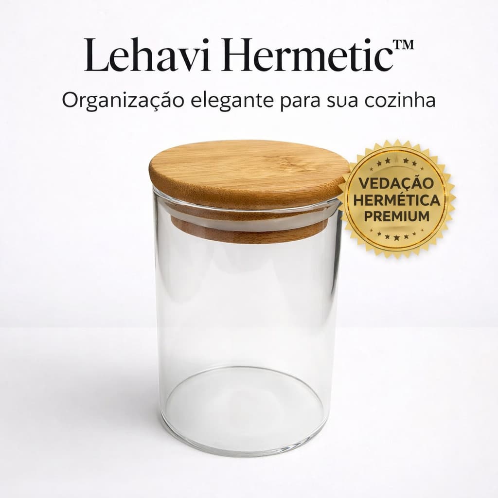 Lehavi Hermetic Glass™ — o pote hermético premium que transforma sua cozinha em um espaço elegante.↑