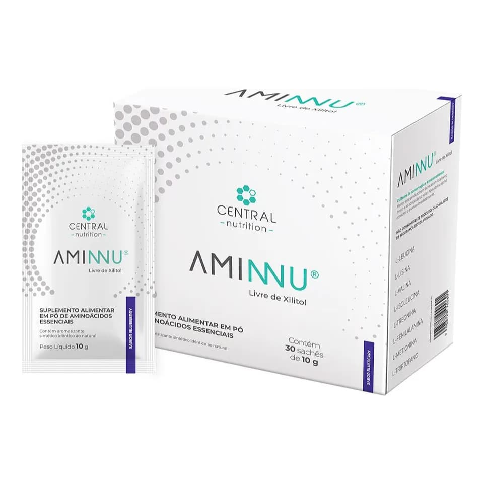 Aminnu 10g 30 sachês sem xilitol Amino Essenciais Central Nutrition