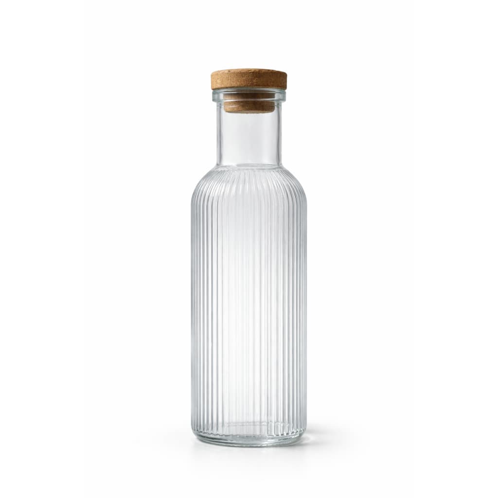 Garrafa Vidro Canelada Servir Decorar Armazenar 1L Água Suco Conserva Chá Cachaça Leite