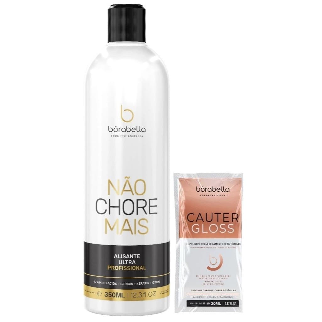 Borabella Escova Não Chore Mais Alisante Ultra Passo 2 350ml + Sache Cautergloss Espelhamento 20ml