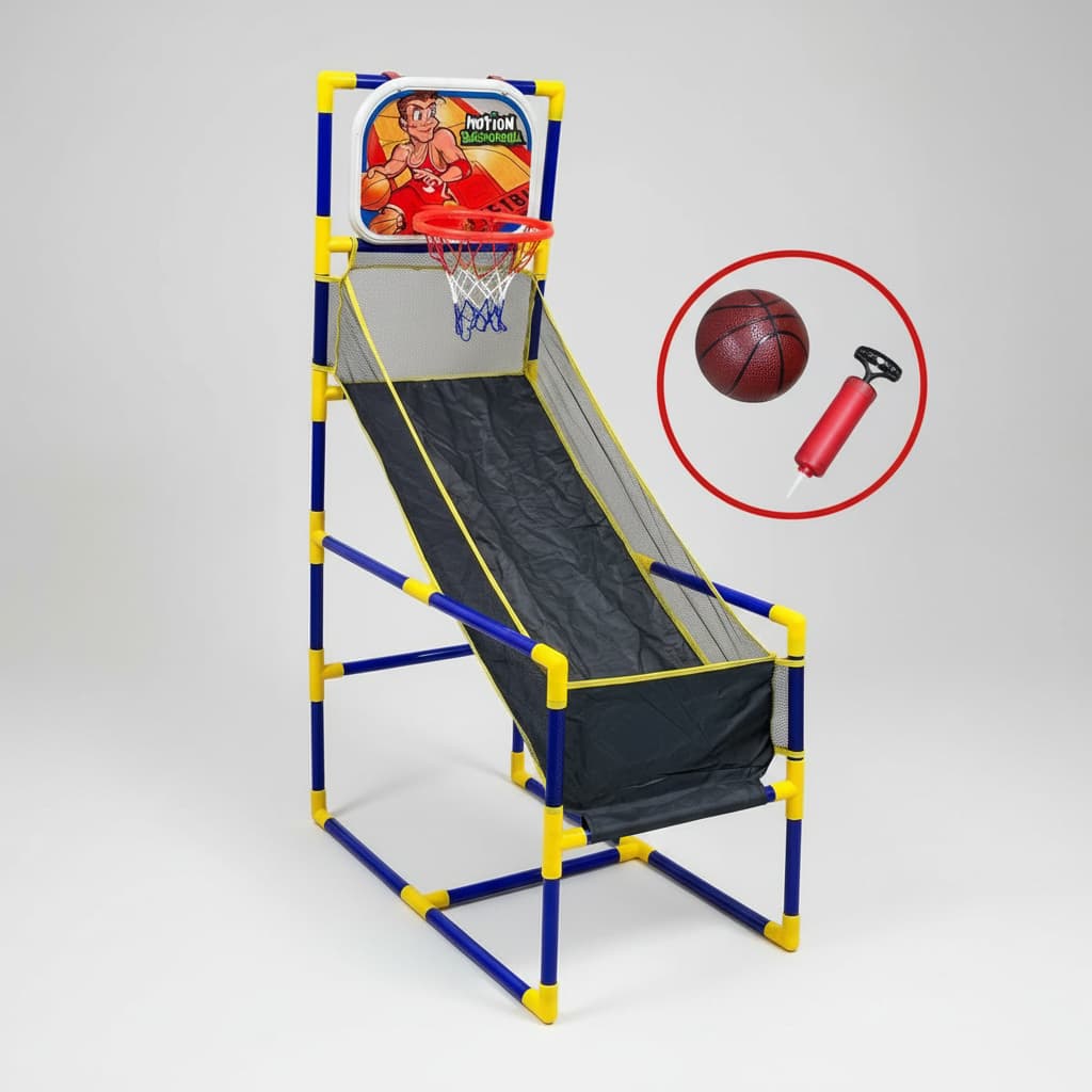 Kit Cesta de Basquete Infantil 1,32m com Bola e Inflador Estrutura Fácil Montagem