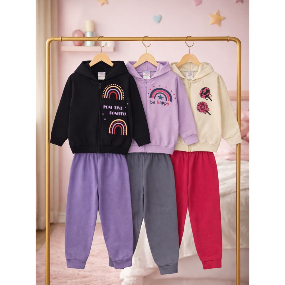 Kit 4 Peças/2 Conjuntos Jaqueta e Calça Moletom/Diversas Cores/Alta Qualidade/do 1 ao 16