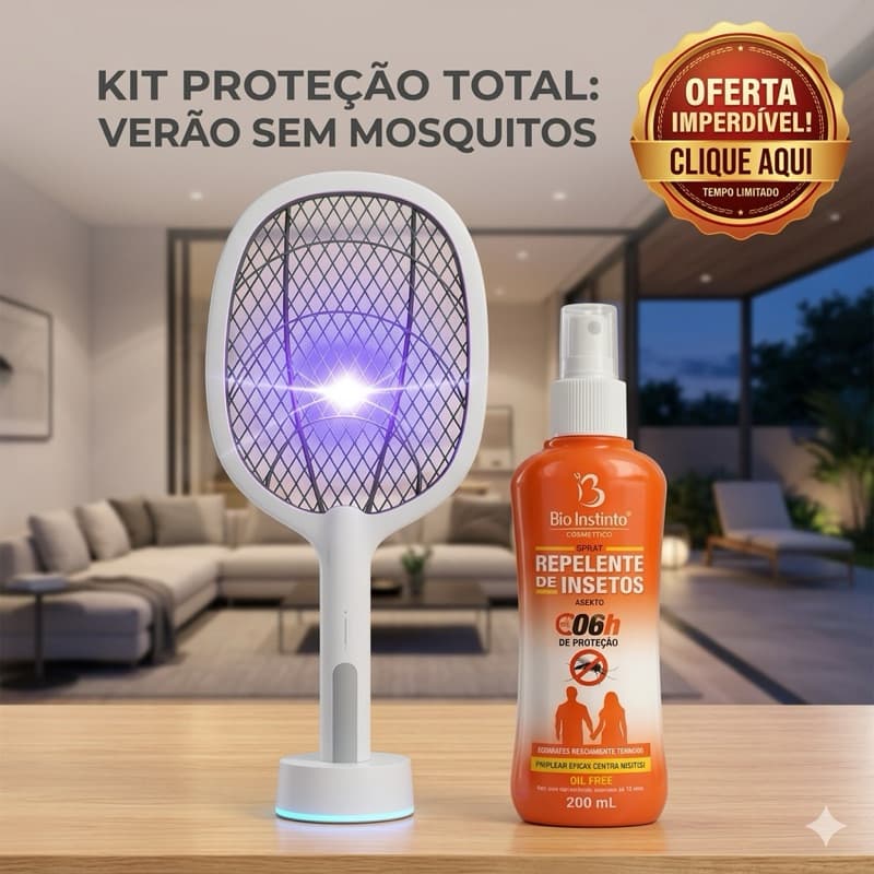 Seu Verão sem Insetos: Combo Raquete Elétrica + Repelente Alta Duração! Adquira já
