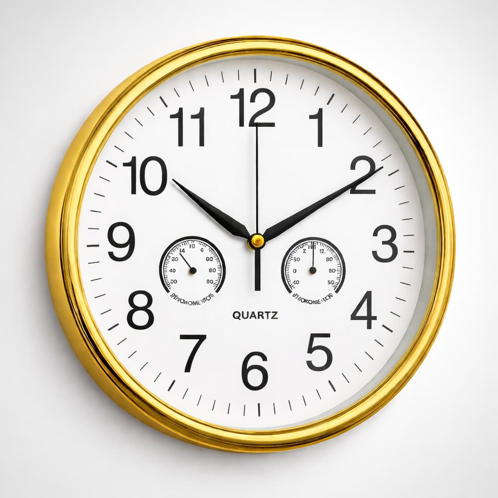 Relogio De Parede Decorativo Dourado Com Termometro E Higrometro Para Sala Casa