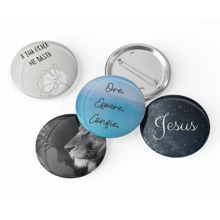 4 Botons Broche Alfinete - Coleção Cristã Gospel Papers - Button, Botton, Botom a35