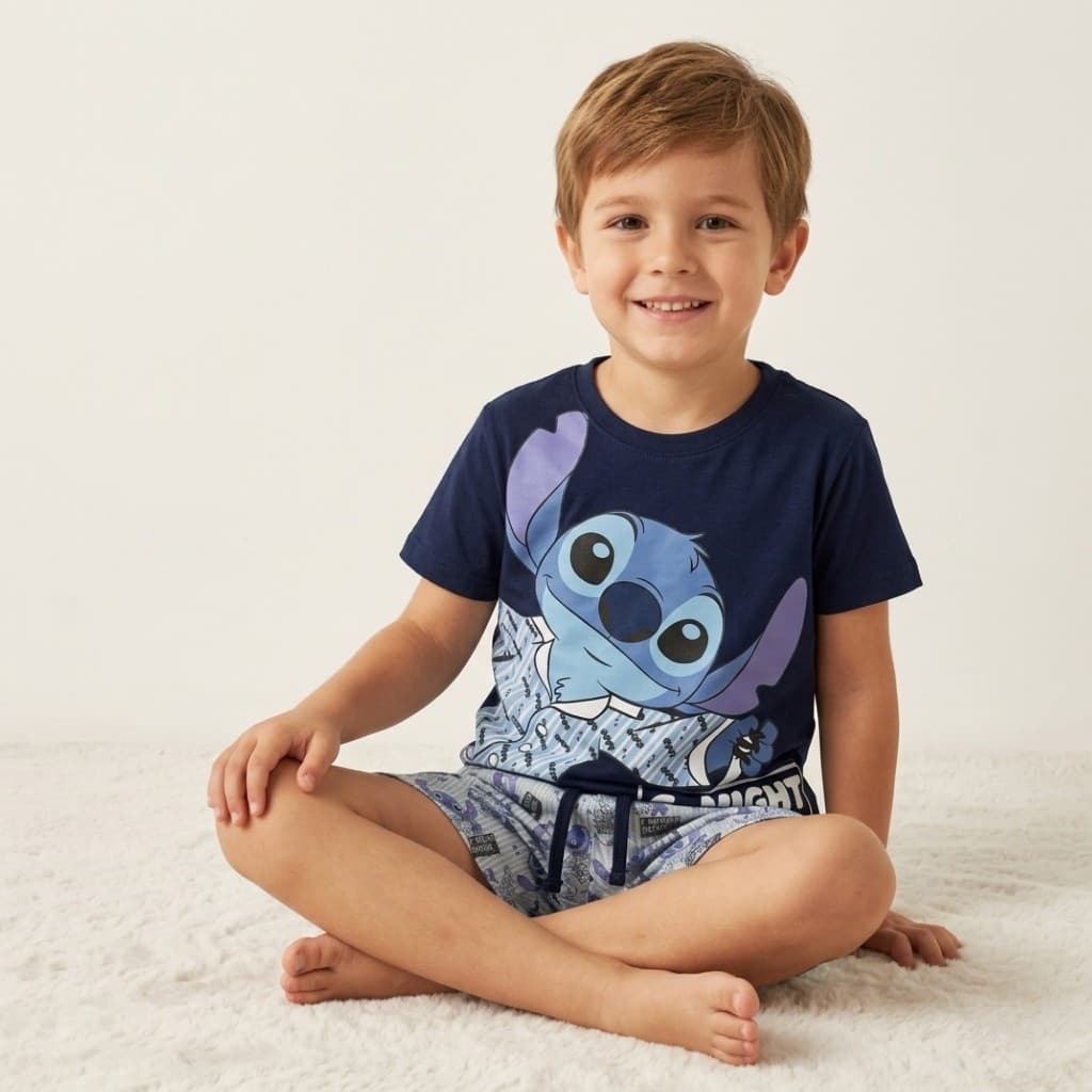 Pijama Infantil Masculino Stitch Brilha no Escuro | 2 a 12 Anos | Conjunto Menino