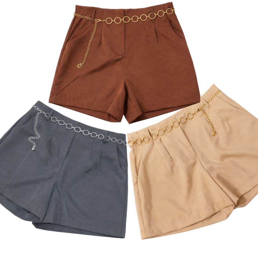 Kit 4 shorts feminino com cinto de brinde elegante moda verao feminina todos tamanhos P ao G3 e cores do ano