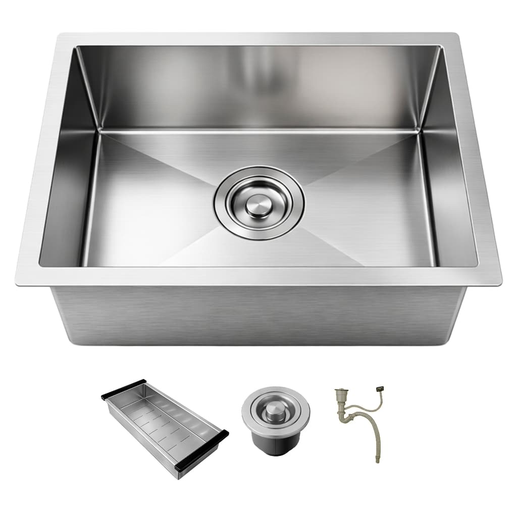 Cuba De Cozinha Gourmet 44x44 Pia Completa com Acessórios Inox 304 Embutir/Sobrepor Prata Brinovar