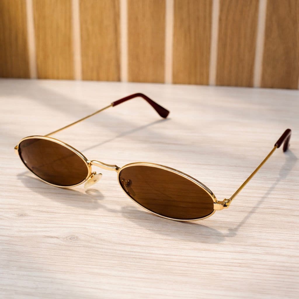 Óculos De Sol De Sol Retrô / Pequeno / Vintage / Com Armação Oval Para Masculino E Mulheres cor marrom estiloso