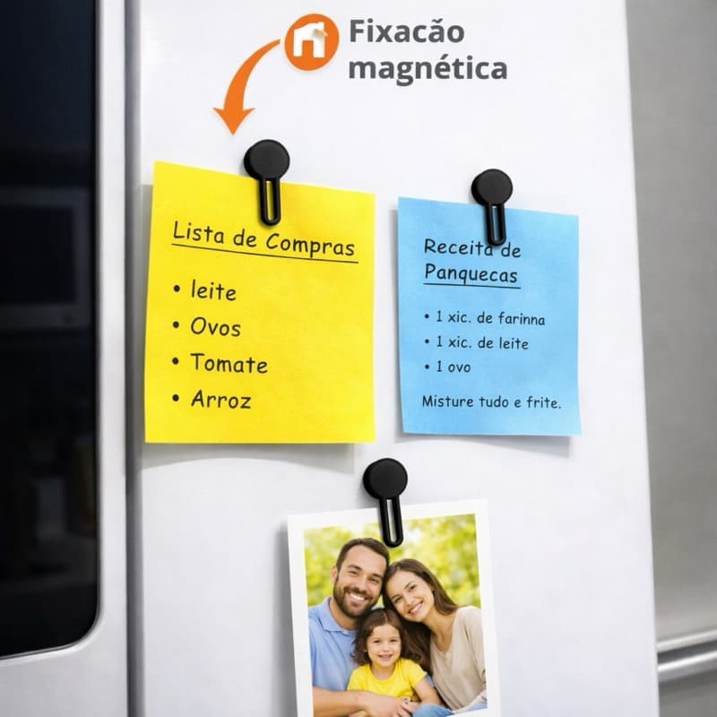 Porta Recado Fotos Magnético Clips - Imã de Geladeira para Anotações