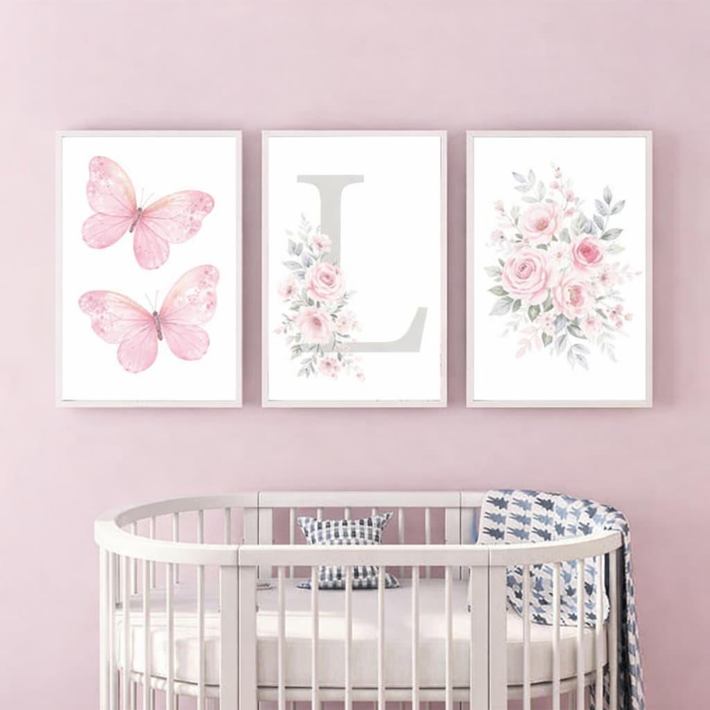 Quadro Personalizado Infantil Borboleta Letra Inicial Do Nome bebê criança Decorativo Quarto Sala