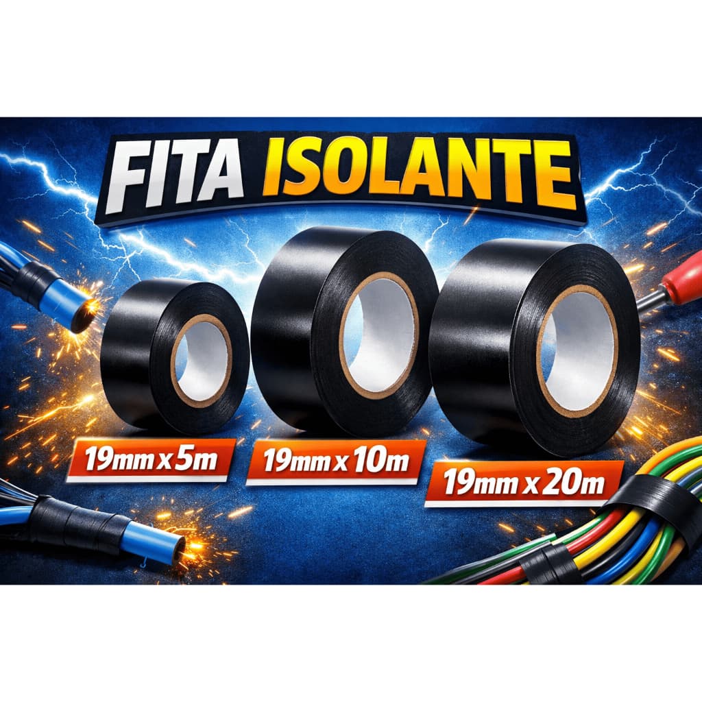 Kit Fitas isolante Preta Antichamas 19x5 Metros Uso Eletricista Uso Profissional
