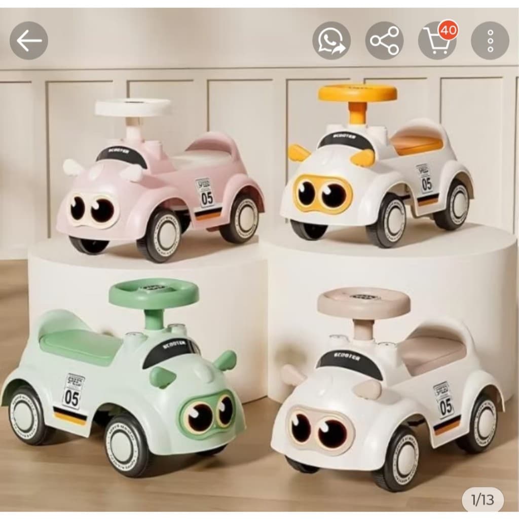 Carrinho Quadriciclo Infantil Scooter Mini Carro Leve e Resistente - Design Fofo com Som e Rodas Livres