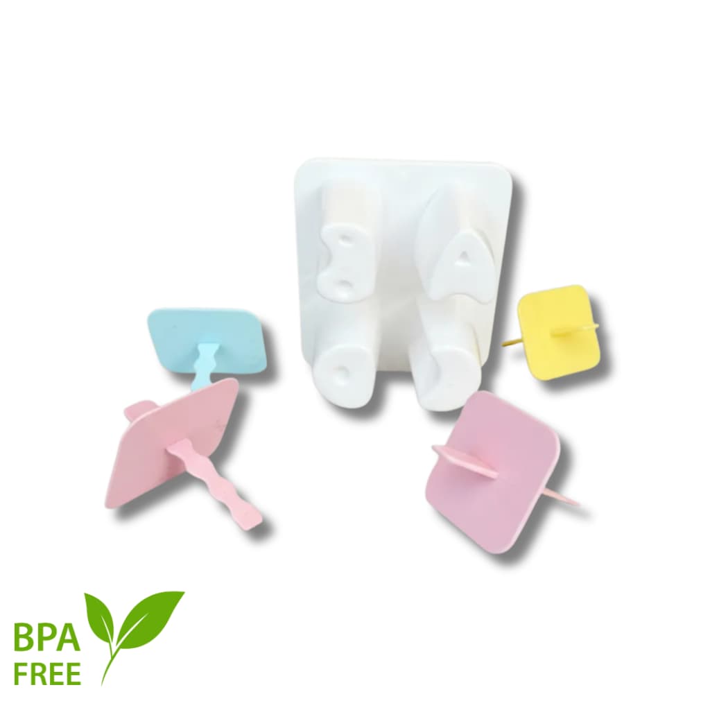 Forminha Picolé Forma de Sorvete Palito Alfabeto C/ 4 Cavidades Infantil Menino Menina
