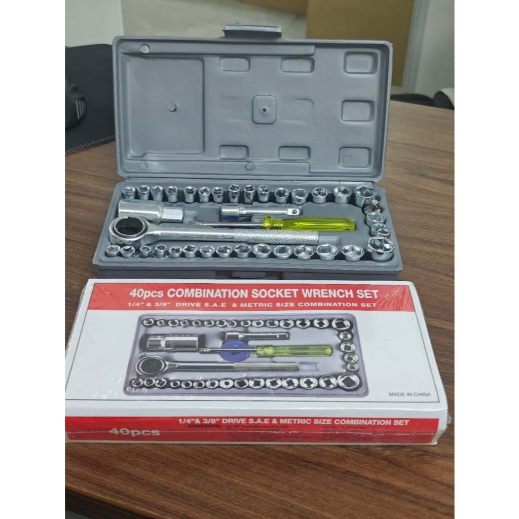 Kit Ferramentas 1 Catraca Soquetes Com 40 Peças Com Caixa Maleta