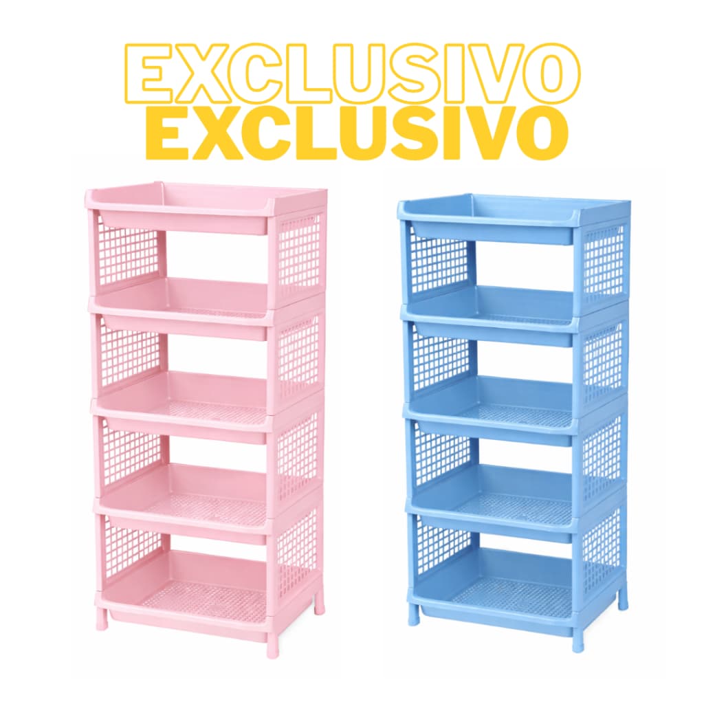Estante com 5 Prateleiras Organizadora de Plástico Modular para Cozinha Quarto Escritório Fruteira