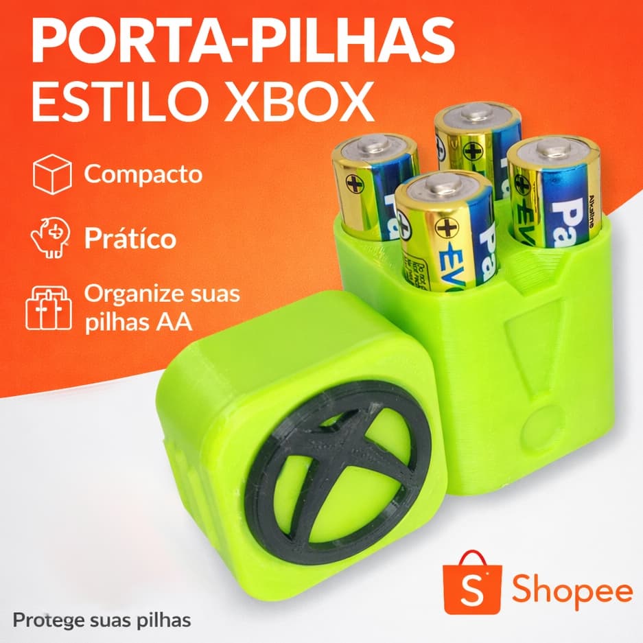 Porta Pilhas Xbox One X S Estojo Organizador Com Tampa Plástico Case p/ Pilhas AA