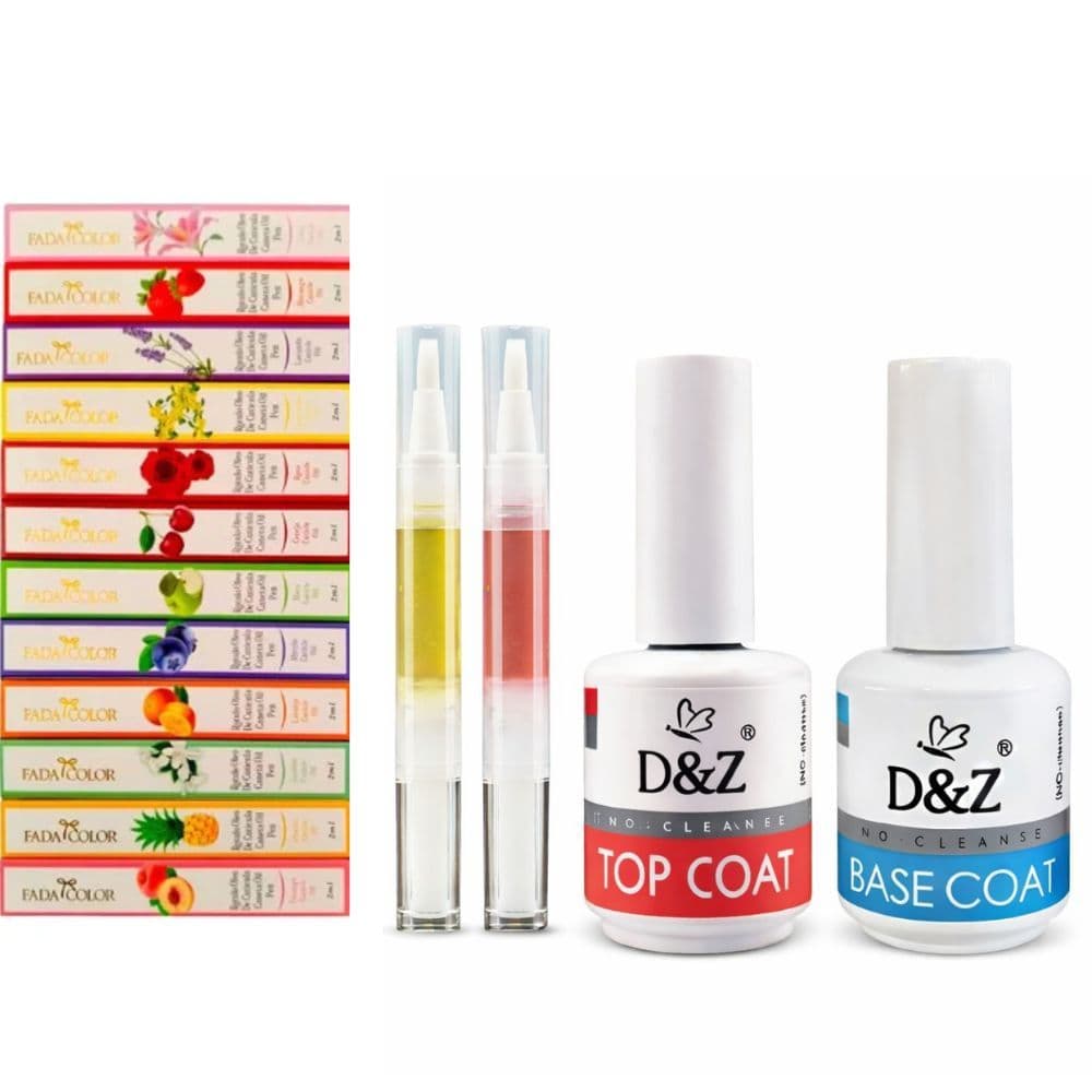Kit Unha Gel D&z Top Coat Base Coat E Óleos Nutritivos