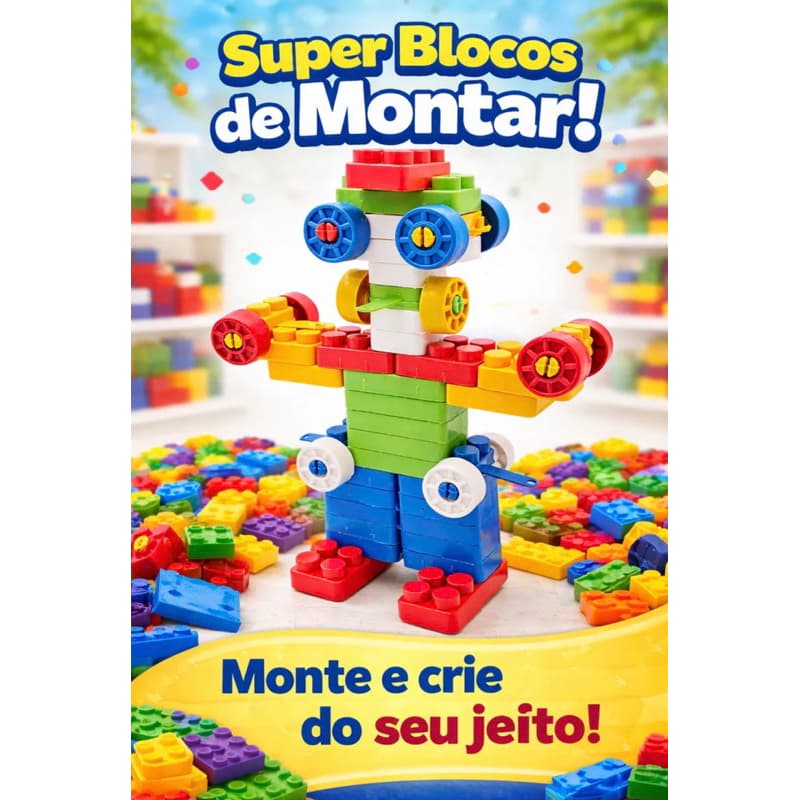 500 Peças Brinquedo de Montar Infantil Educativa Monte o que Imaginar Multiblocos Quebra Cabeça Multi Ideias