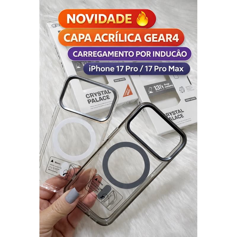 Capa Transparente Gear 4 MagSafe iPhone- 17  /17air/17 Pro / 17 Pro Max – Anti-Impacto, Anti-Amarelamento