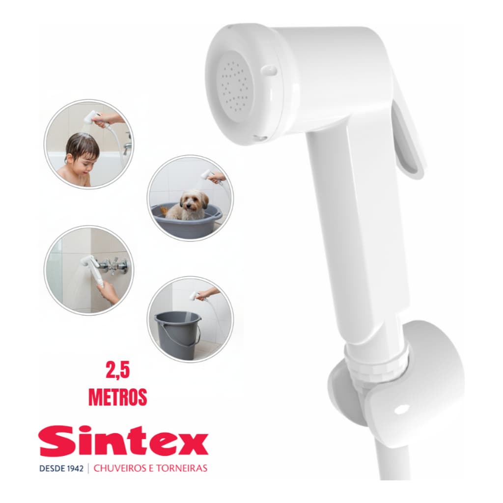 Mangueira Com Gatilho Pressão Chuveiros Sintex Branca