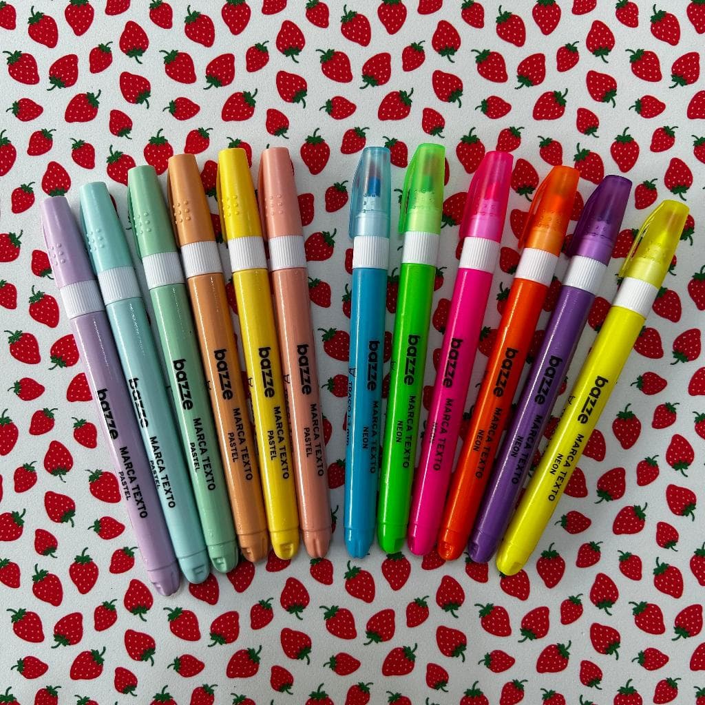 Bazze Marca Texto Tons Pastel ou Neon plástico Traço 1-3mm 1 unidade ou Kit