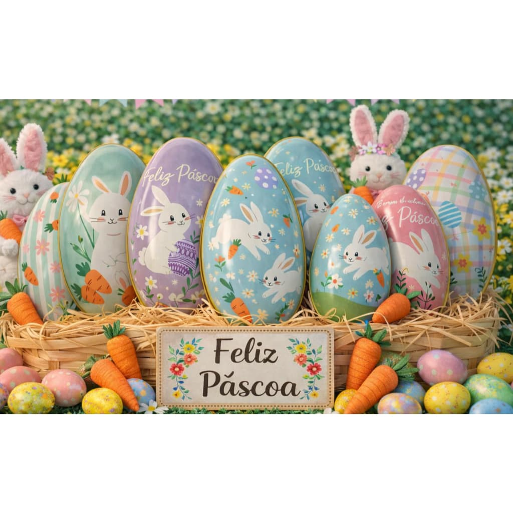 Ovos Decorativos de lata Páscoa Sortido – 11,3 x 6,8 x 7 cm