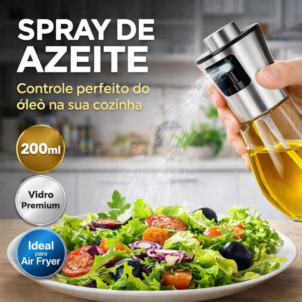 Borrifador Spray Azeite 200ml Galheteiro Vidro Óleo Vinagre Cozinha Air Fryer Spray de Óleo Controle de Azeite