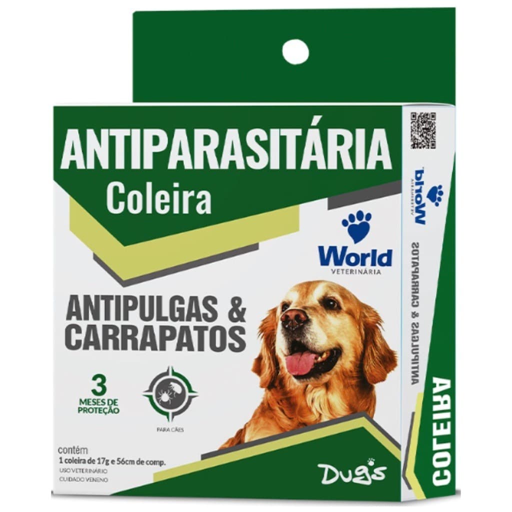 Coleira World Dug's 17g Proteção Antipulgas E Carrapatos Para Cães - 56cm