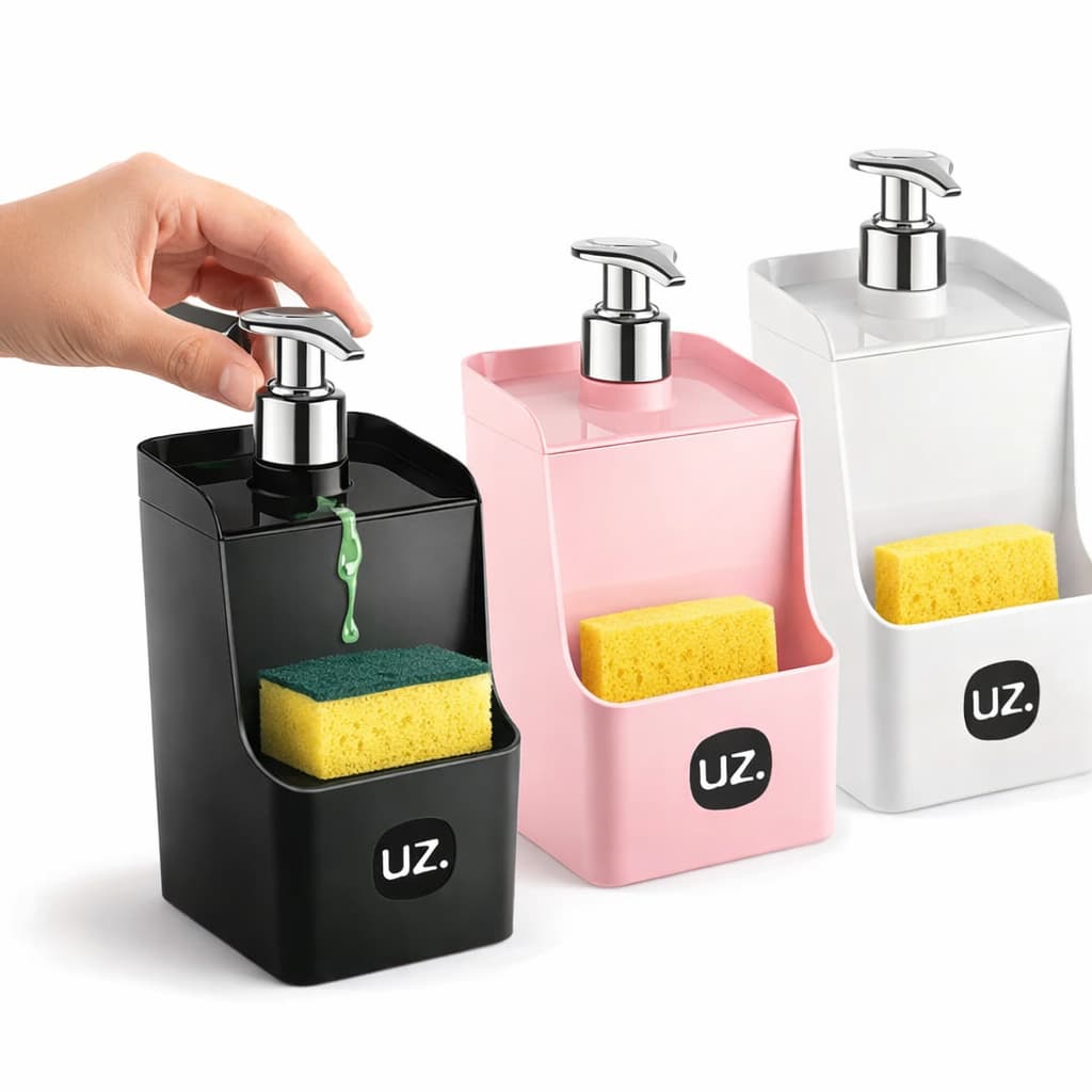 Porta Detergente 500ml UZ  | Dispenser de Detergente com Porta Esponja Organizador de Pia Cozinha