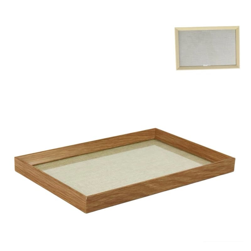 Bandeja Decorativa de Madeira com vidro 30x20cm Retangular