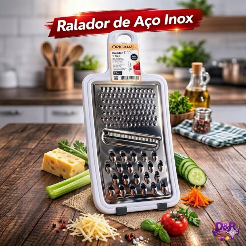 Ralador Manual Multifuncional Inox – Legumes, Queijo, Cenoura e Beterraba