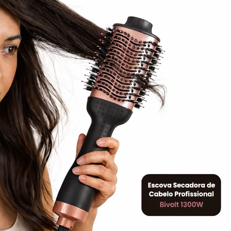 Escova Secador Profissional Cabelo Bivolt 1300w Modelador Alisador Volume Secagem Rápida