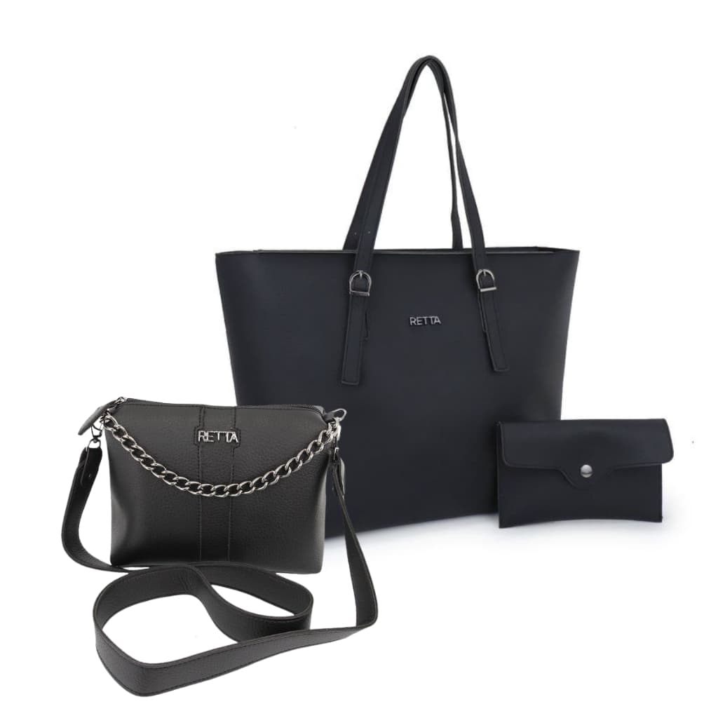 Kit Bolsa Feminina Grande + Bolsa Transversal Pequena Retta Oficial Dia a Dia Elegante