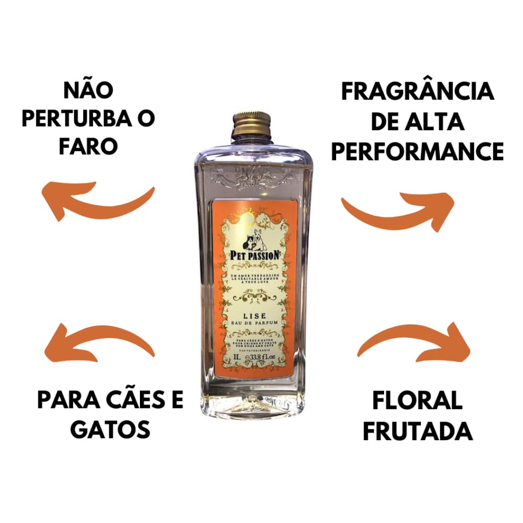 Perfume Lise 1l Pet Passion Para Banho e Tosa Banho e tosa Perfume pet de alta fixação importado
