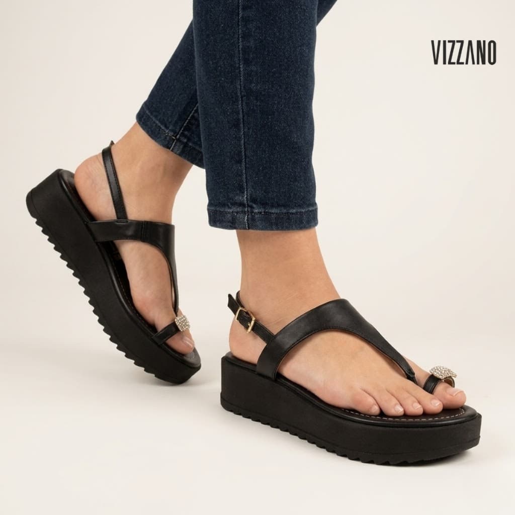 Sandália Feminina Vizzano Papete Plataforma Strass Confortável 6492.329