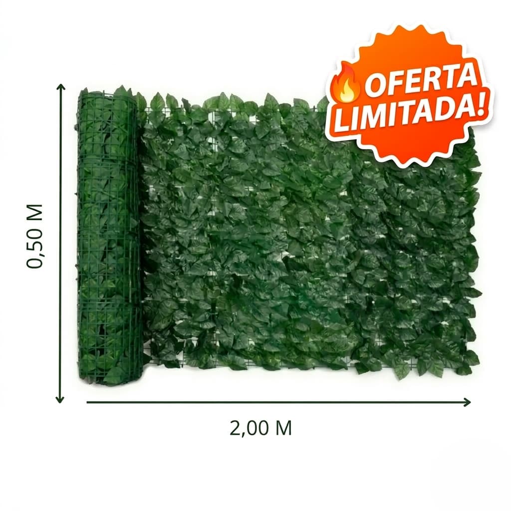 Faixa Muro Inglês Artificial Rolo 2m x 0,50m Folhagem Realista | Borda Varanda, Rodapé Elevado e Decoração Prática 🔥