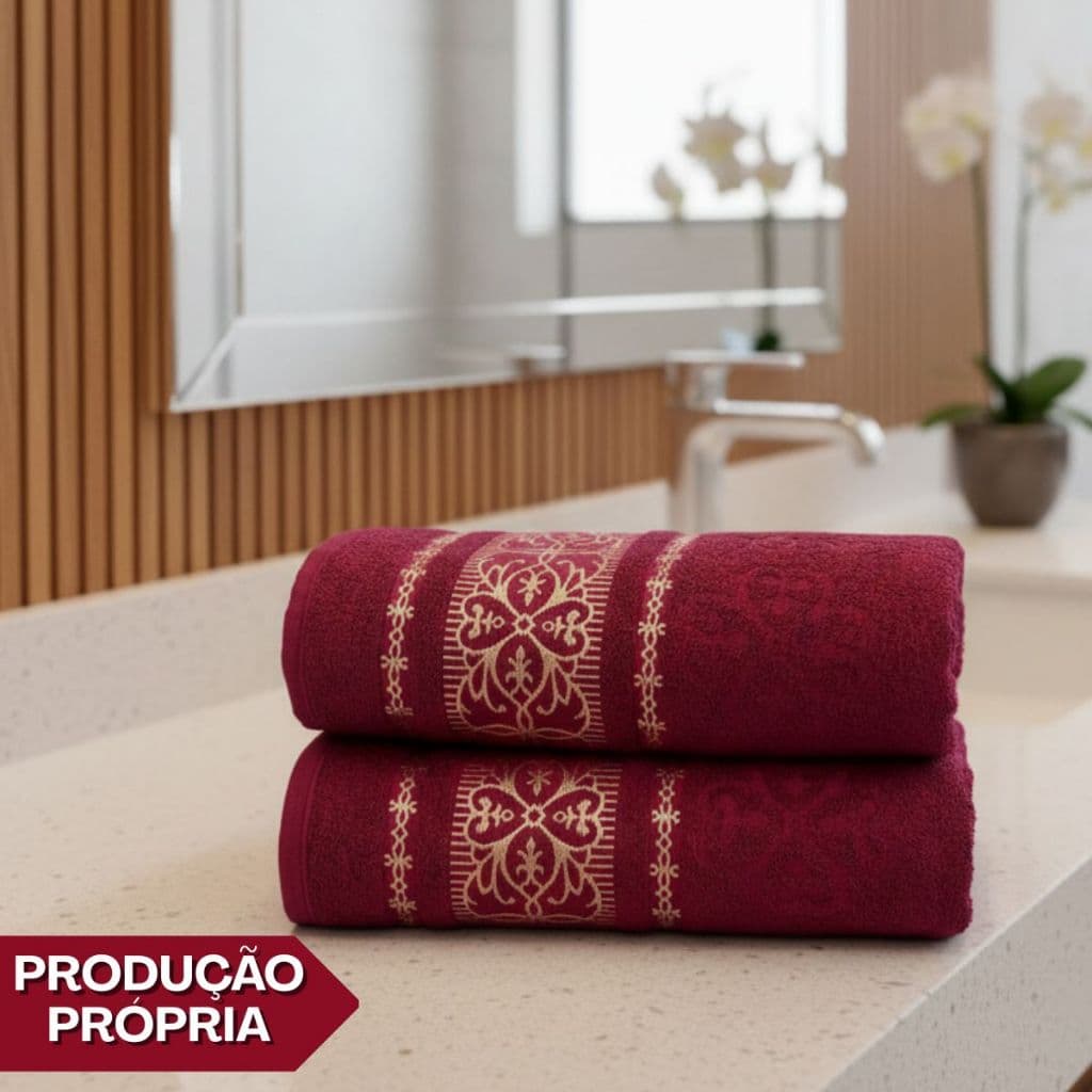 Kit 2 Toalhas Banho Munique 100% Algodão Jacquard 400g 1,50x74 Premium