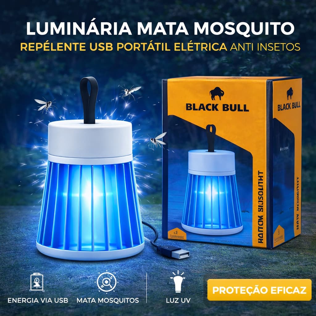 Mata Mosquito USB Portátil Luminária Elétrica Anti Insetos Silenciosa Eficiente Alta Proteção Repelente