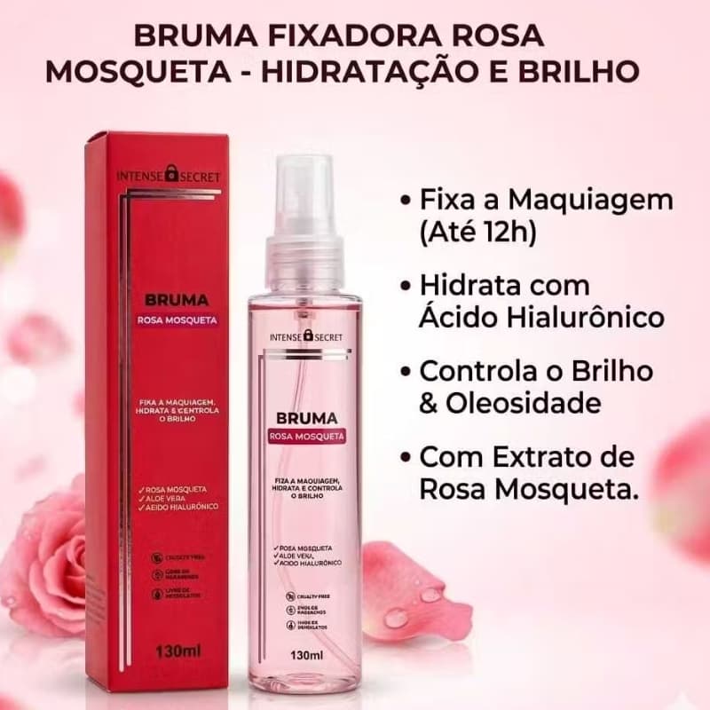 Bruma Fixadora de Maquiagem Acabamento Perfeito Rosa Mosqueta Spray 130ml – Intense Secret