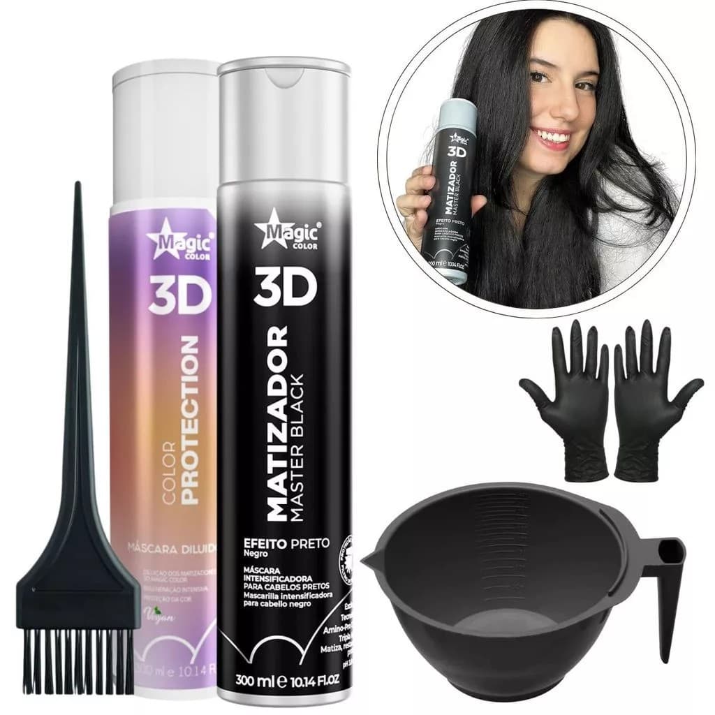 Kit Matizador Master Black 300ml + Mascara Diluidora 300ml + Cumbuca + pincel + luvas - Magic Color