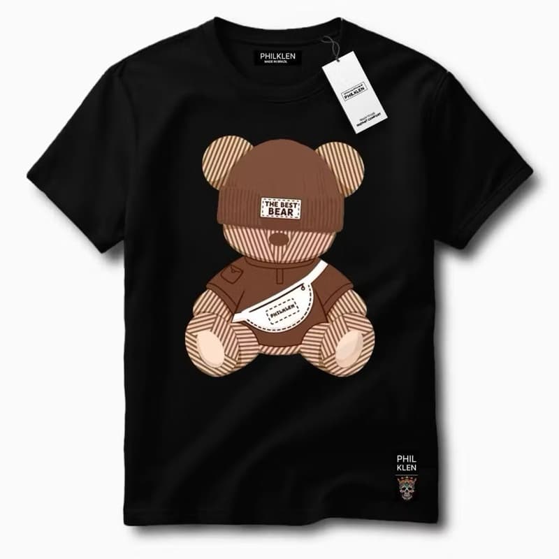 Camiseta Algodão Macia Urso Casual dia a dia leve Premium