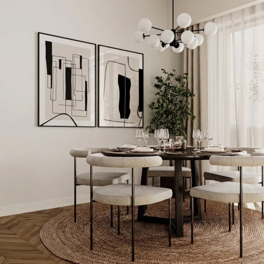 Quadros Decorativos Composição Grande Abstrato Preto e Branco Sala Quarto Casal TokQuadros